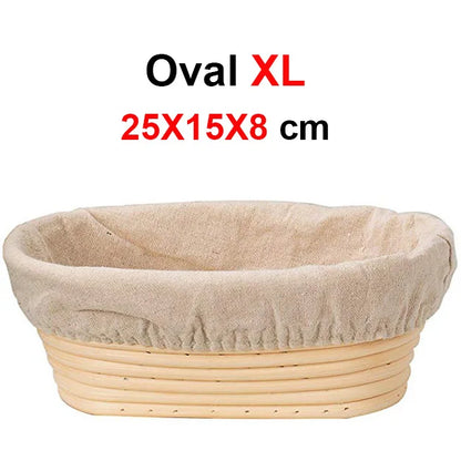 Rattan Bread Proofing Basket with Linen Liner | Banneton