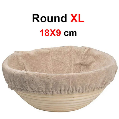 Rattan Bread Proofing Basket with Linen Liner | Banneton