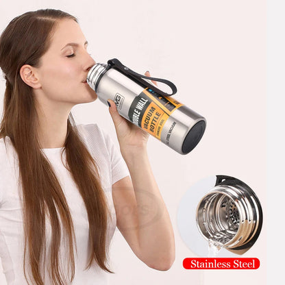 Stainless Steel Vacuum Flask with Carry Rope | 500ml–1500ml