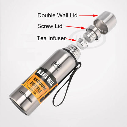 Stainless Steel Vacuum Flask with Carry Rope | 500ml–1500ml