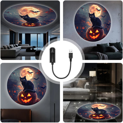 Moon Black Cat Light Projector Lamp, USB powered