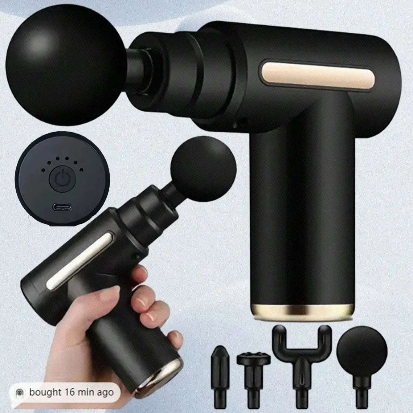 Portable Muscle Massage Gun with LED Touch Screen & 4 Attachments