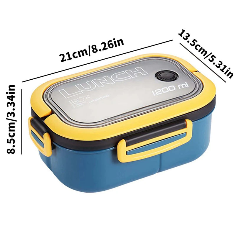 2-Layer Bento Lunch Box with Spoon & Fork | 1200ml, Leakproof