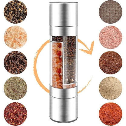 2-in-1 Salt & Pepper Grinder | Stainless Steel with Adjustable Ceramic Mill