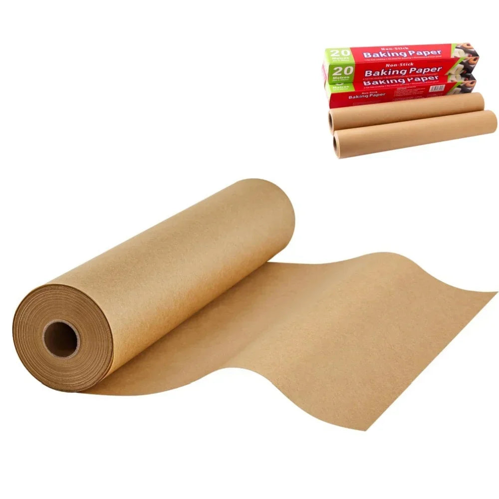 Non-Stick Parchment Paper Roll | White & Brown, Multiple Lengths
