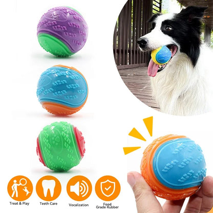 Dog Squeaky Ball Toy – TPR Teeth Cleaning Chew Toy