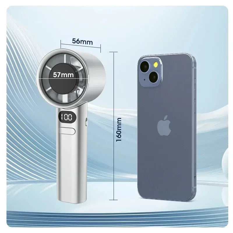 Mini Handheld Fan, 4 Speeds Adjustments With Power Display