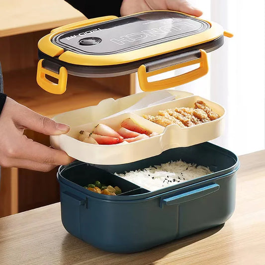 2-Layer Bento Lunch Box with Spoon & Fork | 1200ml, Leakproof