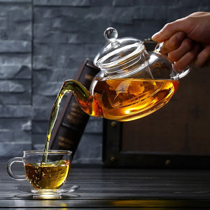 Borosilicate Glass Flower Teapot with Infuser | 400ml–1000ml