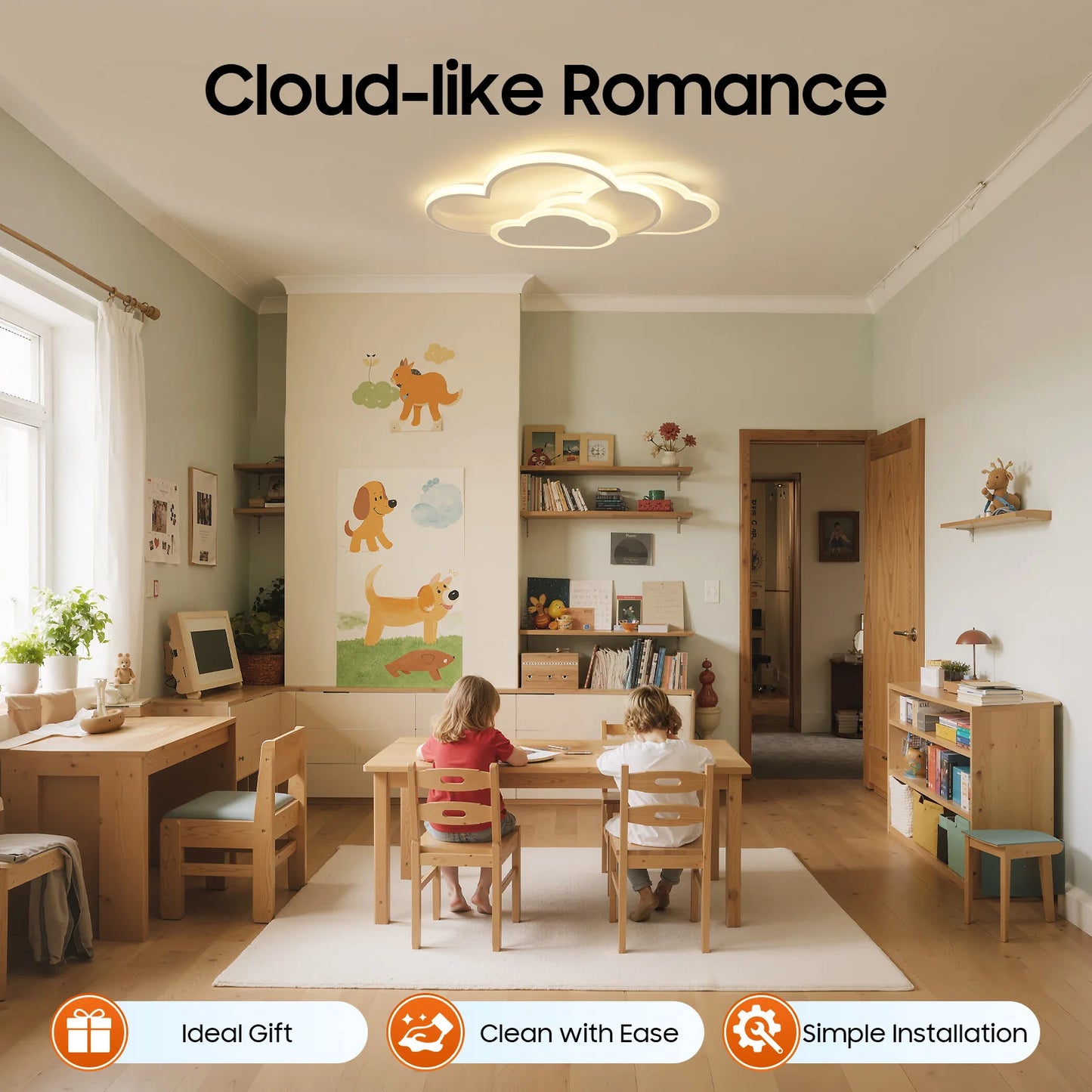 Cloud Shape LED Ceiling Light | Modern 3-Colour, 42W
