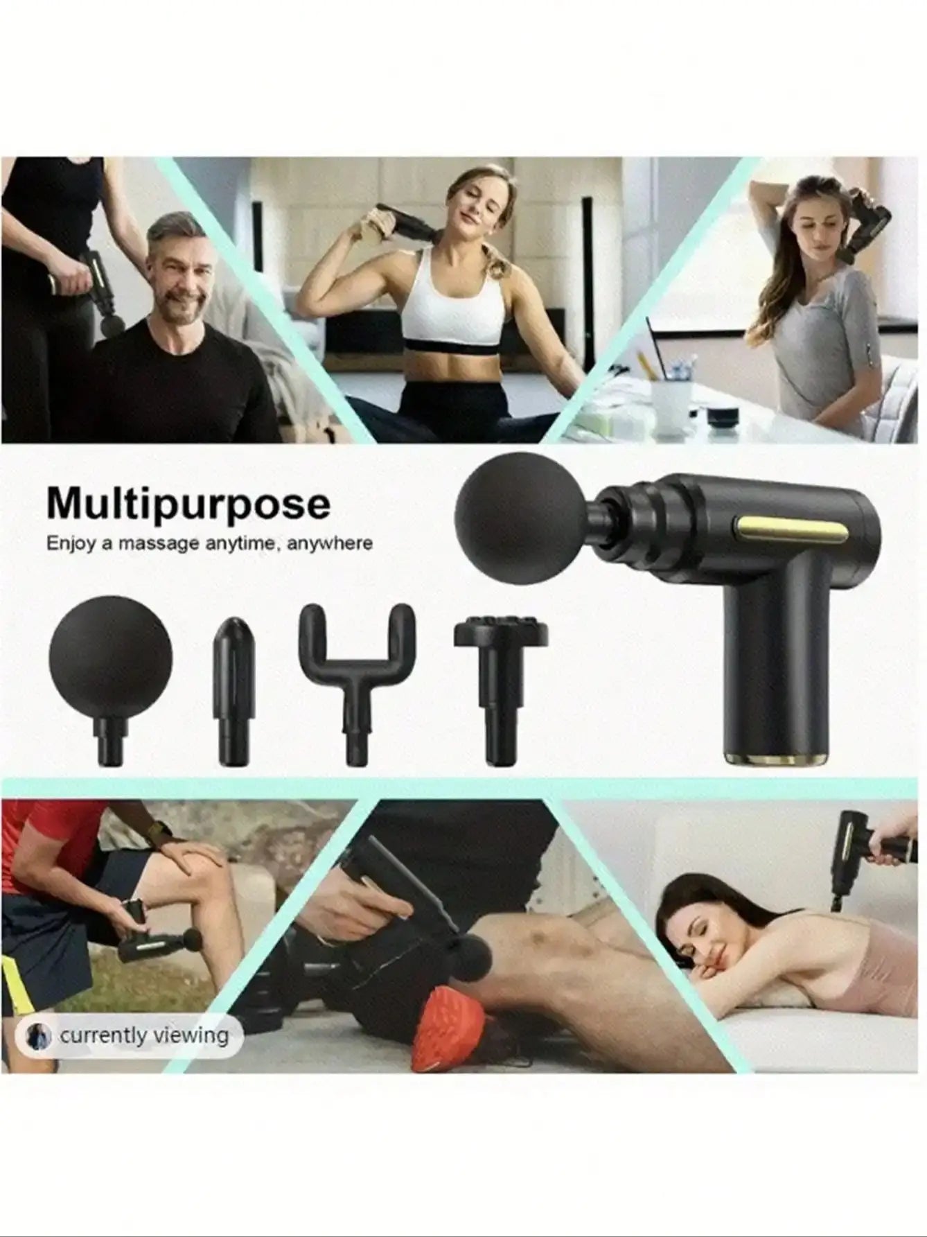 Portable Muscle Massage Gun with LED Touch Screen & 4 Attachments