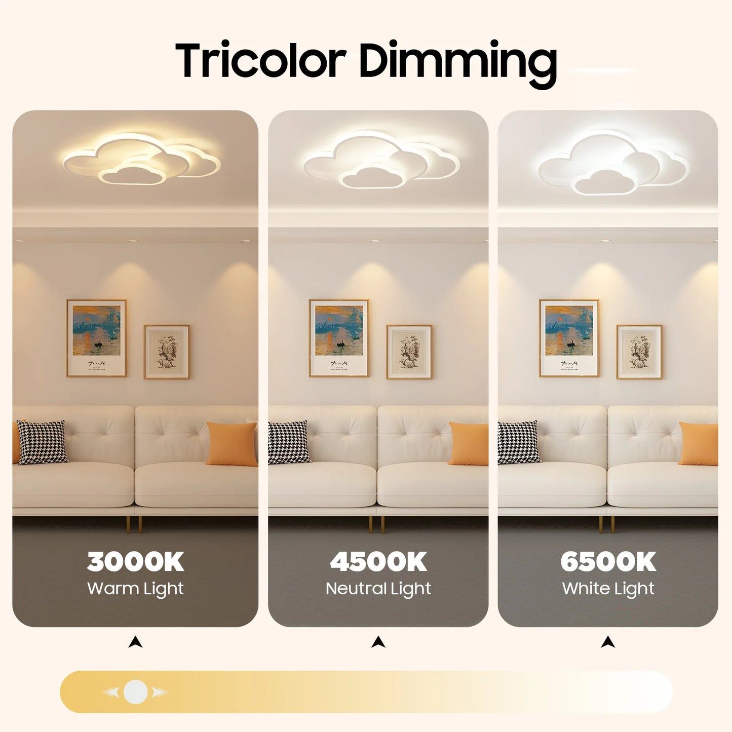 Cloud Shape LED Ceiling Light | Modern 3-Colour, 42W
