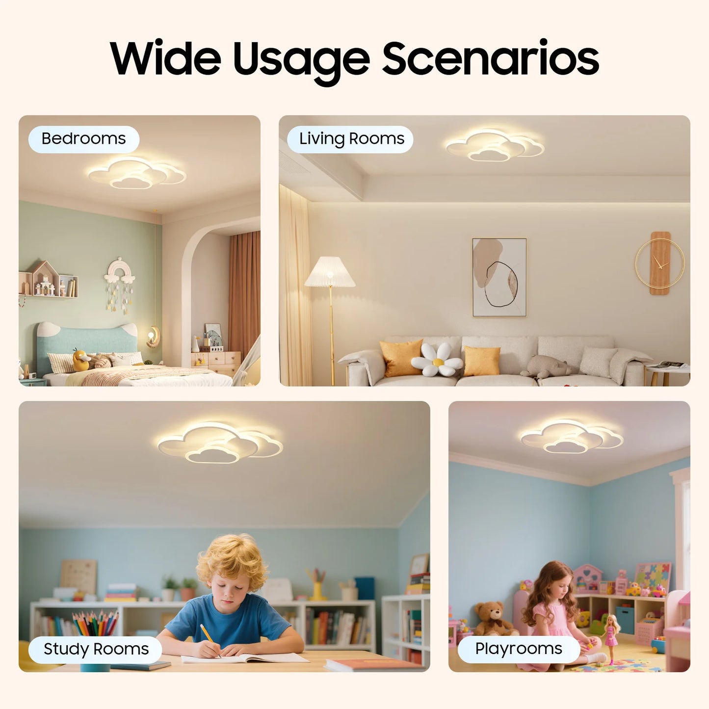 Cloud Shape LED Ceiling Light | Modern 3-Colour, 42W
