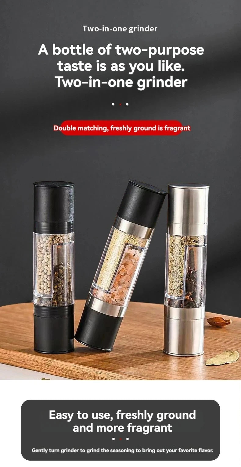 2-in-1 Salt & Pepper Grinder | Stainless Steel with Adjustable Ceramic Mill