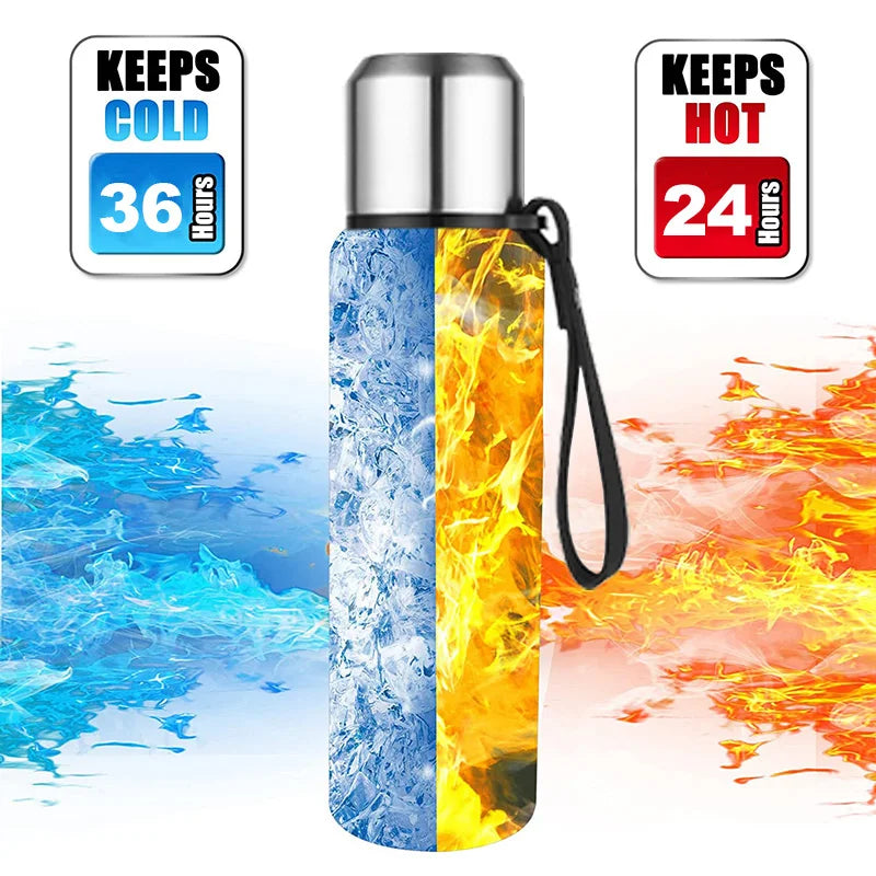 Stainless Steel Vacuum Flask with Carry Rope | 500ml–1500ml