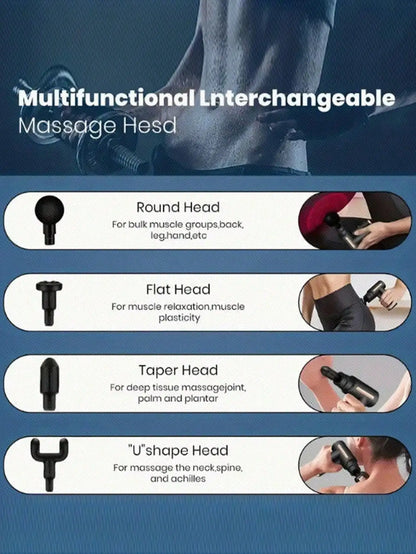Portable Muscle Massage Gun with LED Touch Screen & 4 Attachments