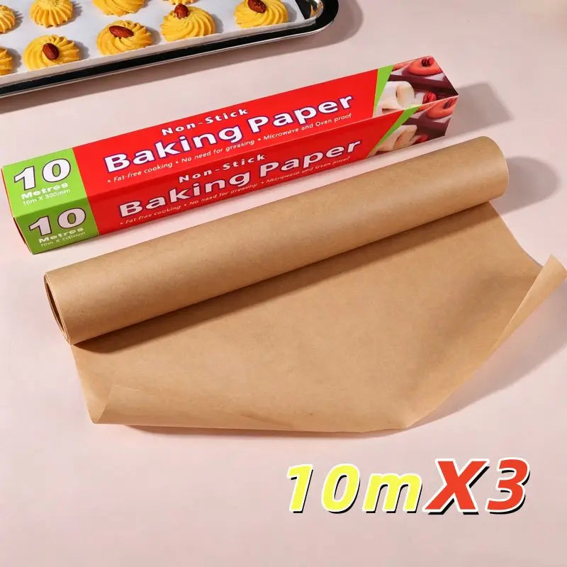 Non-Stick Parchment Paper Roll | White & Brown, Multiple Lengths