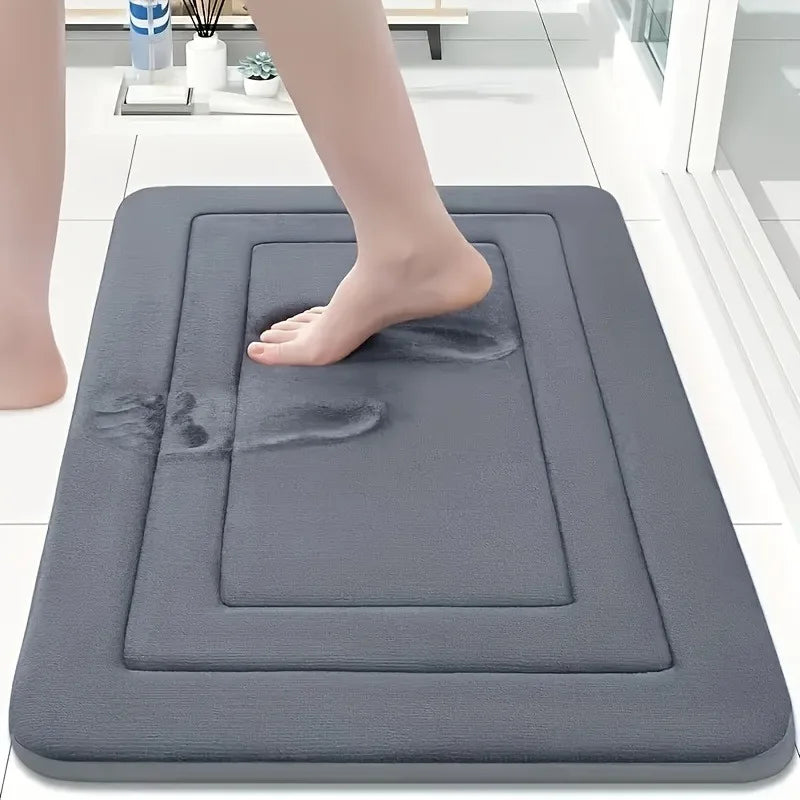 Absorbent Non-Slip Bath Mat | Soft Coral Velvet with PVC Backing