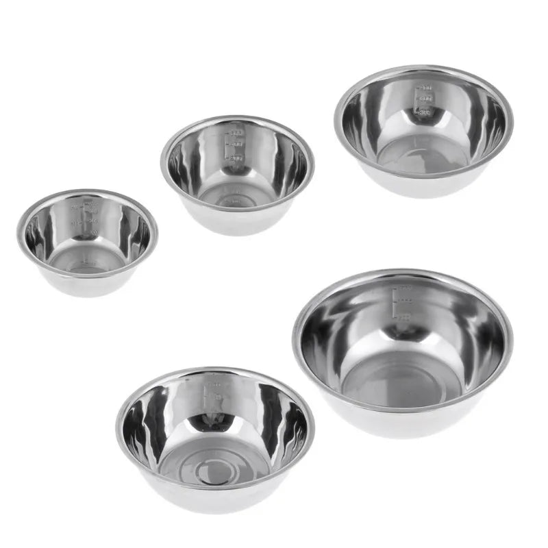 Stainless Steel Mixing Bowls, Set of 5 | Stackable & Lightweight