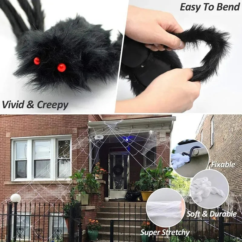 Giant Plush Spider Halloween Decoration – Indoor & Outdoor