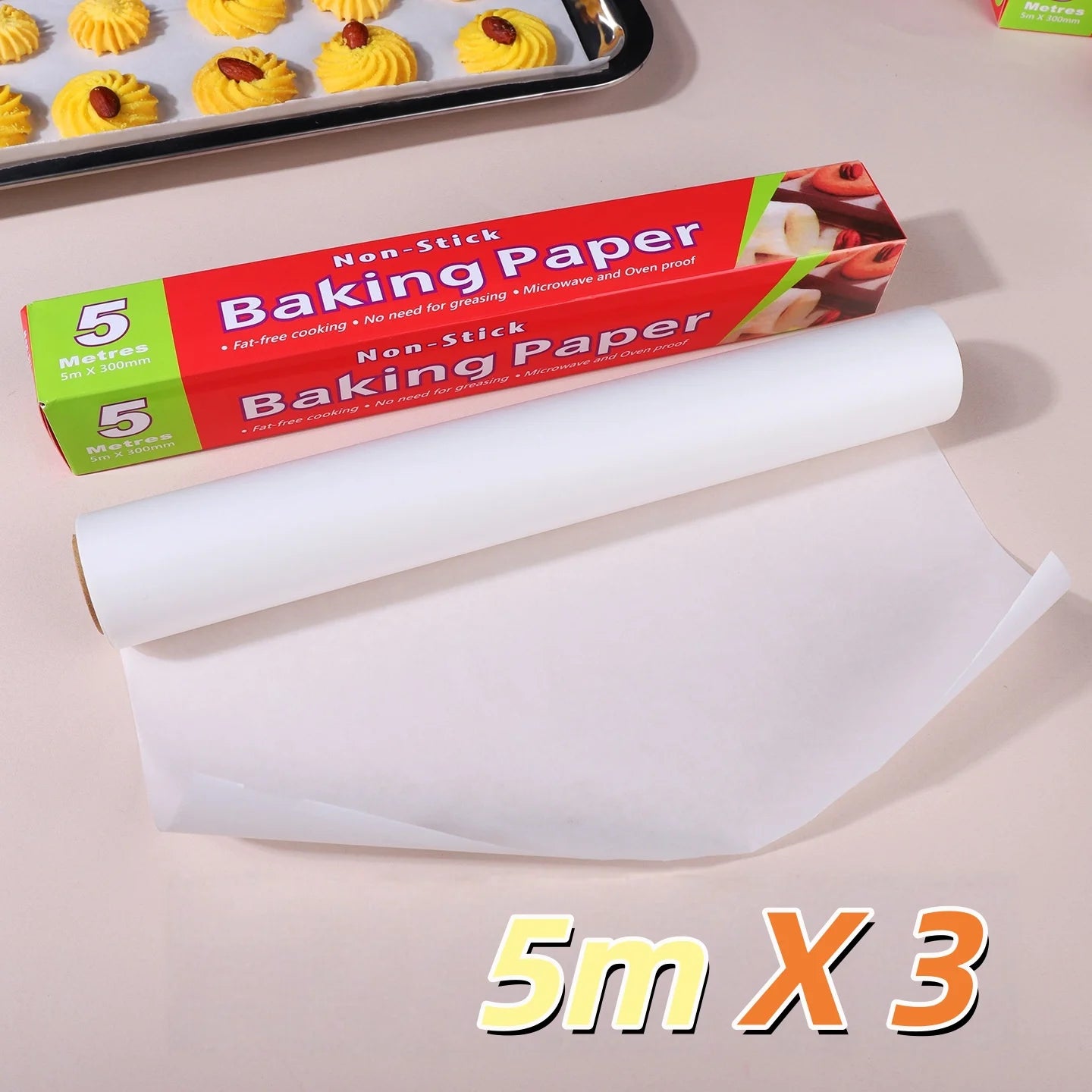 Non-Stick Parchment Paper Roll | White & Brown, Multiple Lengths