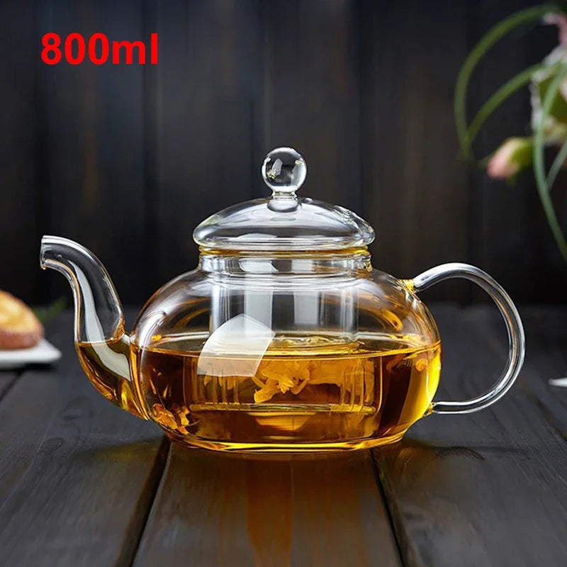 Borosilicate Glass Flower Teapot with Infuser | 400ml–1000ml