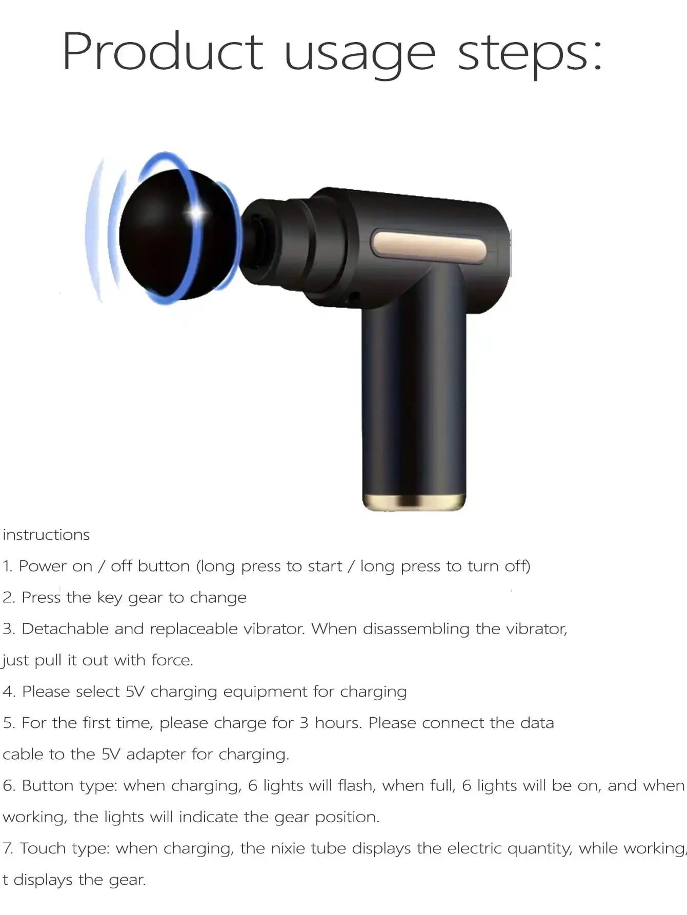 Portable Muscle Massage Gun with LED Touch Screen & 4 Attachments