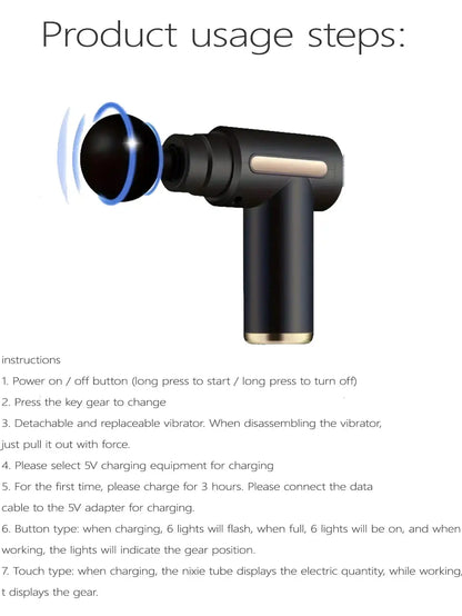Portable Muscle Massage Gun with LED Touch Screen & 4 Attachments