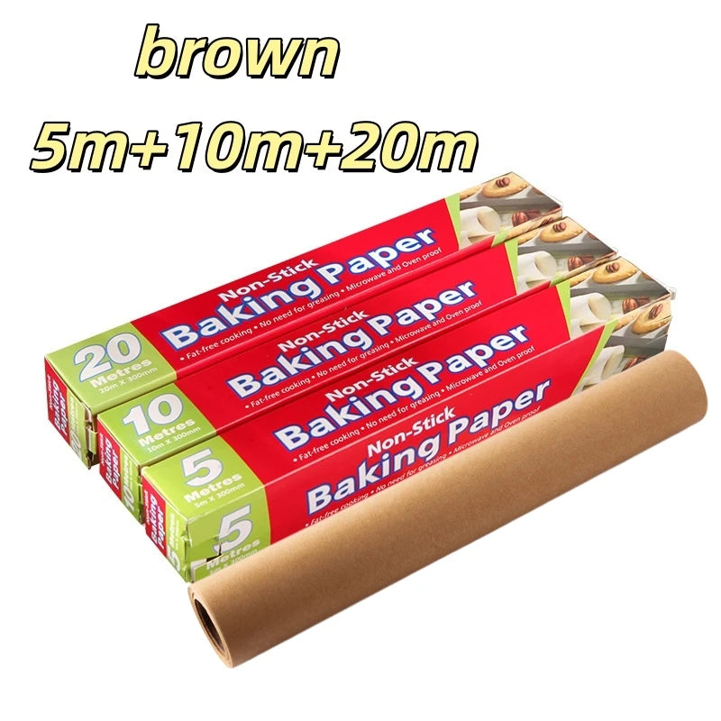 Non-Stick Parchment Paper Roll | White & Brown, Multiple Lengths